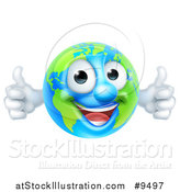 Vector Illustration of a Happy Earth Mascot Giving Two Thumbs up by AtStockIllustration