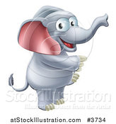 Vector Illustration of a Happy Elephant Standing and Pointing by AtStockIllustration