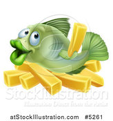 Vector Illustration of a Happy Fish with Chips French Fries by AtStockIllustration