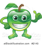 Vector Illustration of a Happy Green Apple Character Holding a Thumb up by AtStockIllustration