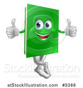 Vector Illustration of a Happy Green Book Mascot Holding Two Thumbs up by AtStockIllustration