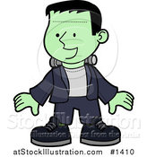 Vector Illustration of a Happy Green Frankenstein Boy Smiling by AtStockIllustration