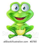 Vector Illustration of a Happy Green Frog Smiling by AtStockIllustration