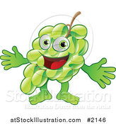 Vector Illustration of a Happy Green Grape Character Presenting by AtStockIllustration