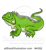 Vector Illustration of a Happy Green Iguana Lizard by AtStockIllustration