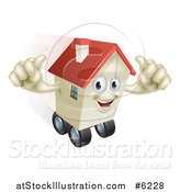 Vector Illustration of a Happy House Character Holding Two Thumbs up and Rolling on Wheels by AtStockIllustration