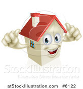 Vector Illustration of a Happy House Character Holding Two Thumbs up by AtStockIllustration
