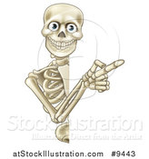 Vector Illustration of a Happy Human Skeleton Pointing Around a Halloween Sign by AtStockIllustration