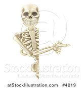 Vector Illustration of a Happy Human Skeleton Pointing to a Sign by AtStockIllustration