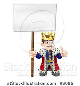 Vector Illustration of a Happy King Holding a Thumb up and a Sign by AtStockIllustration