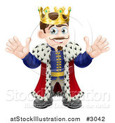 Vector Illustration of a Happy King Waving with Both Hands by AtStockIllustration