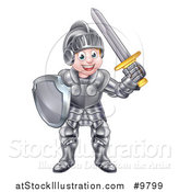 Vector Illustration of a Happy Knight Boy in Full Armour by AtStockIllustration