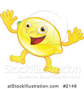 Vector Illustration of a Happy Lemon Character Waving Both Hands by AtStockIllustration