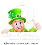 Vector Illustration of a Happy Leprechaun Giving a Thumb up over a Sign by AtStockIllustration