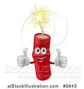 Vector Illustration of a Happy Lit Dynamite Mascot Holding Two Thumbs up by AtStockIllustration