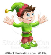 Vector Illustration of a Happy Male Christmas Elf with Open Arms by AtStockIllustration