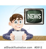 Vector Illustration of a Happy Male News Anchor Smiling and Holding Notes by AtStockIllustration