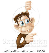 Vector Illustration of a Happy Monkey Pointing to a Sign by AtStockIllustration