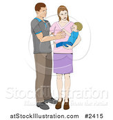 Vector Illustration of a Happy Mother and Father Adoring Their Baby Boy by AtStockIllustration