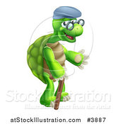 Vector Illustration of a Happy Old Tortoise Walking with a Cane by AtStockIllustration