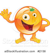 Vector Illustration of a Happy Orange Character Waving by AtStockIllustration