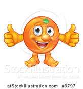 Vector Illustration of a Happy Orange Mascot Giving Two Thumbs up by AtStockIllustration