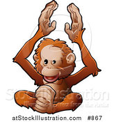 Vector Illustration of a Happy Orangutan Monkey Clapping His Hands and Feet by AtStockIllustration