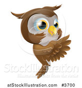 Vector Illustration of a Happy Owl Pointing to a Sign by AtStockIllustration