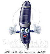 Vector Illustration of a Happy Pen Character Holding Two Thumbs up by AtStockIllustration
