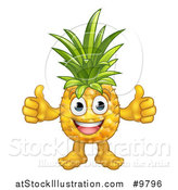 Vector Illustration of a Happy Pineapple Mascot Giving Two Thumbs up by AtStockIllustration