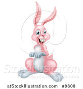 Vector Illustration of a Happy Pink Bunny Rabbit by AtStockIllustration