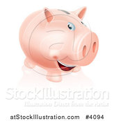 Vector Illustration of a Happy Pink Piggy Bank Smiling by AtStockIllustration