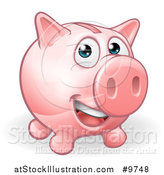 Vector Illustration of a Happy Pink Piggy Bank Smiling - Cartoon Style by AtStockIllustration