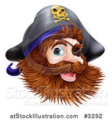 Vector Illustration of a Happy Pirate Captain with an Eye Patch and Beard by AtStockIllustration