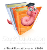 Vector Illustration of a Happy Professor or Graduate Earthworm Emerging from Upright Books by AtStockIllustration