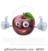 Vector Illustration of a Happy Red Apple Mascot Holding Two Thumbs up by AtStockIllustration