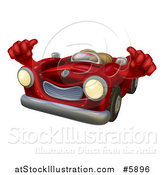 Vector Illustration of a Happy Red Car Holding Thumbs up by AtStockIllustration