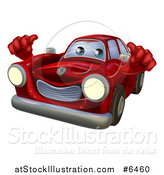 Vector Illustration of a Happy Red Car Holding Two Thumbs up by AtStockIllustration