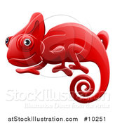 Vector Illustration of a Happy Red Chameleon Lizard by AtStockIllustration