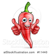 Vector Illustration of a Happy Red Chile Pepper Mascot Character Giving Two Thumbs up by AtStockIllustration