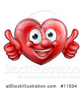 Vector Illustration of a Happy Red Love Heart Character Giving Two Thumbs up by AtStockIllustration
