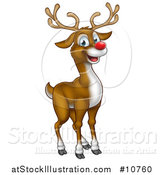 Vector Illustration of a Happy Red Nosed Reindeer by AtStockIllustration