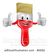 Vector Illustration of a Happy Red Paintbrush Mascot Holding Two Thumbs up by AtStockIllustration