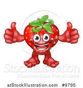 Vector Illustration of a Happy Strawberry Mascot Giving Two Thumbs up by AtStockIllustration