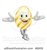 Vector Illustration of a Happy Striped Yellow Easter Egg Mascot by AtStockIllustration