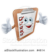Vector Illustration of a Happy Survey Clipboard Holding Two Thumbs up by AtStockIllustration