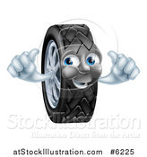 Vector Illustration of a Happy Tire Character Holding Two Thumbs up by AtStockIllustration