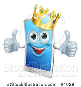 Vector Illustration of a Happy Touch Screen Cell Phone Mascot Wearing a Crown and Holding Two Thumbs up by AtStockIllustration
