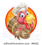 Vector Illustration of a Happy Turkey Bird Chef Holding up a Thumb from Inside a Circle by AtStockIllustration
