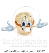 Vector Illustration of a Happy Vanilla Cupcake Character with Sprinkles by AtStockIllustration